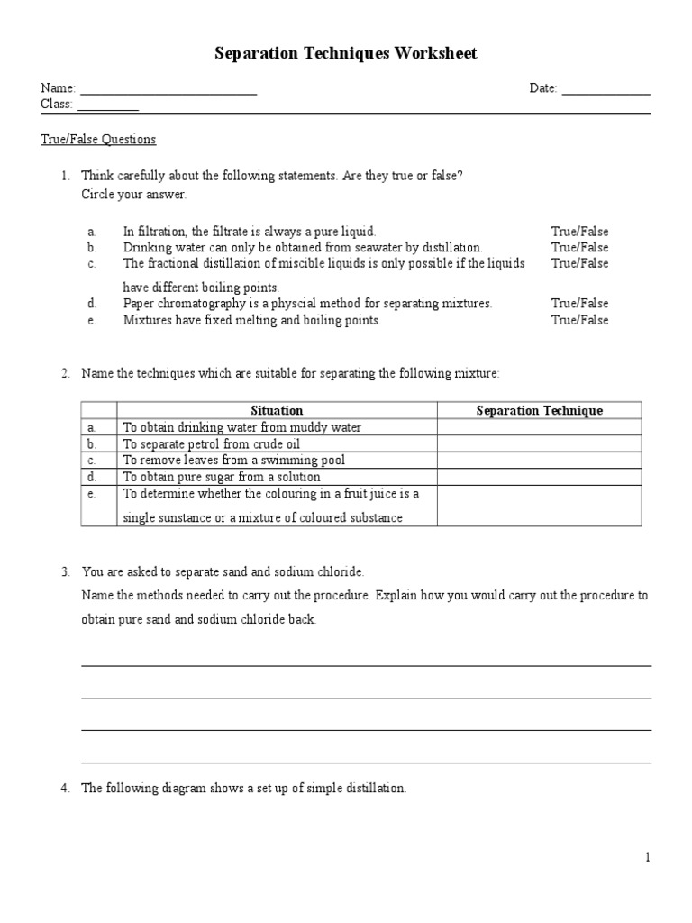 Separation Techniques Worksheet - DocShare.tips