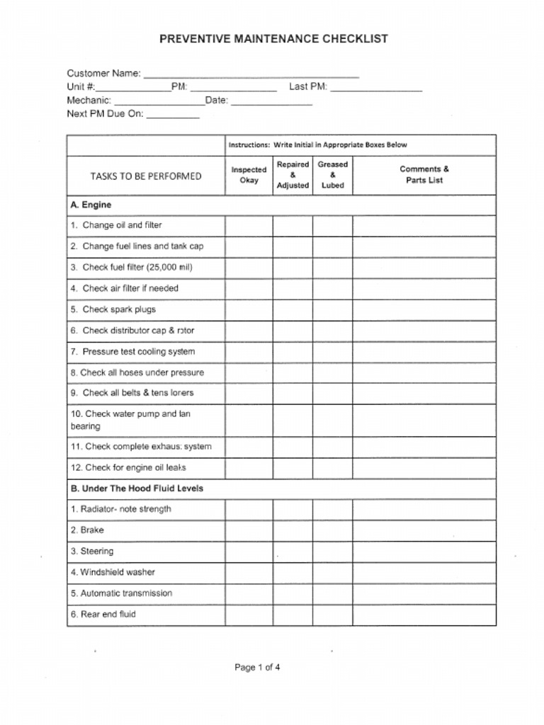 Equipment Maintenance Schedule Template Excel from docshare.tips