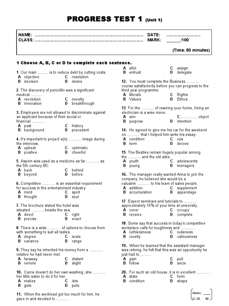 Test unit 1. Progress Test 1 Units 1-6 ответы. Review Test 1 Units 1 3 b2. Прогресс тест Юнит 1. Progress Test Unit 1 9 класс ответы.