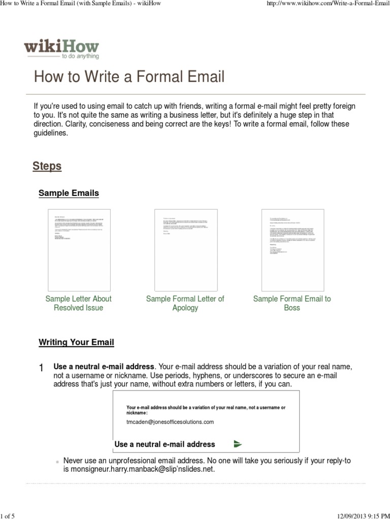 How to Write a Formal Email (With Sample Emails) - WikiHow
