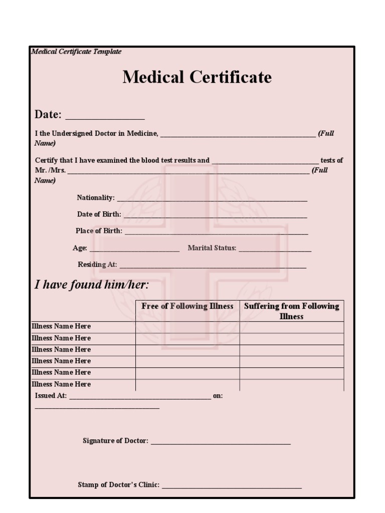 Medical Certificate Template - DocShare.tips